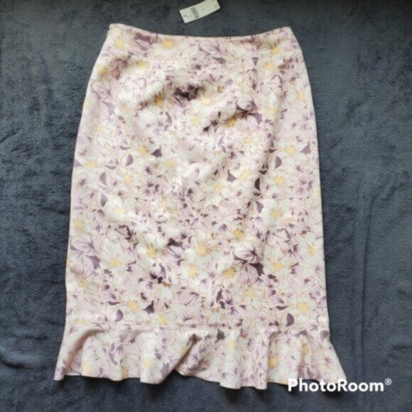 Anthropologie Floral Skye Ruffled Pencil Skirt Size 8 - Picture 3 of 12